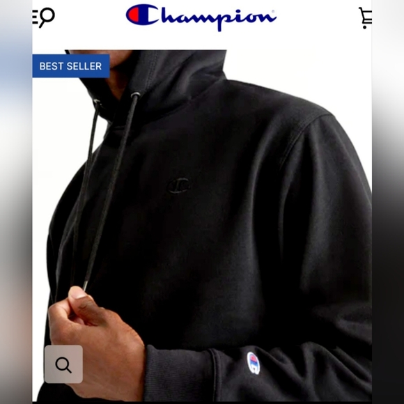 Champion Men's Black Hoodie 80% Cotton Kangaroo Pocket XL - Picture 14 of 16
